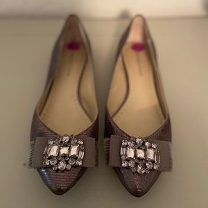 Adrienne Vittadini Silver Metallic Flats